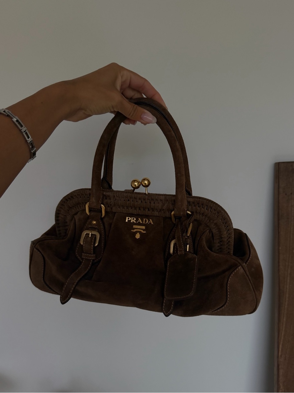 Vintage Prada Suede Designer Purse Y2k Bag (Authentic)